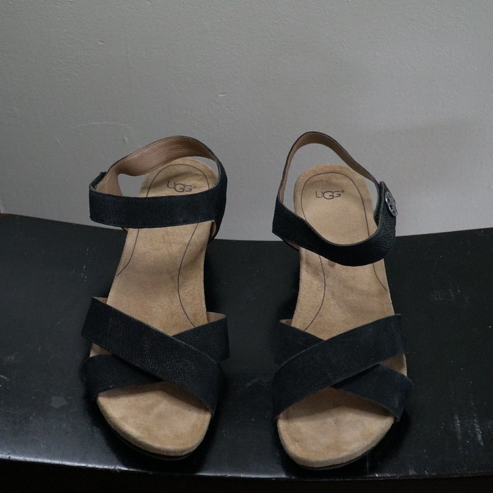 UGG Black Wedge Sandals Size 10